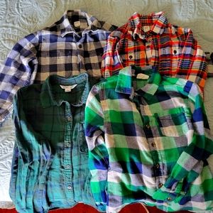 4 boys size 8 flannel button up shirts